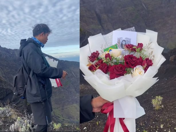 Guia leva flores ao local da queda de Juliana Marins em vulcão na Indonésia