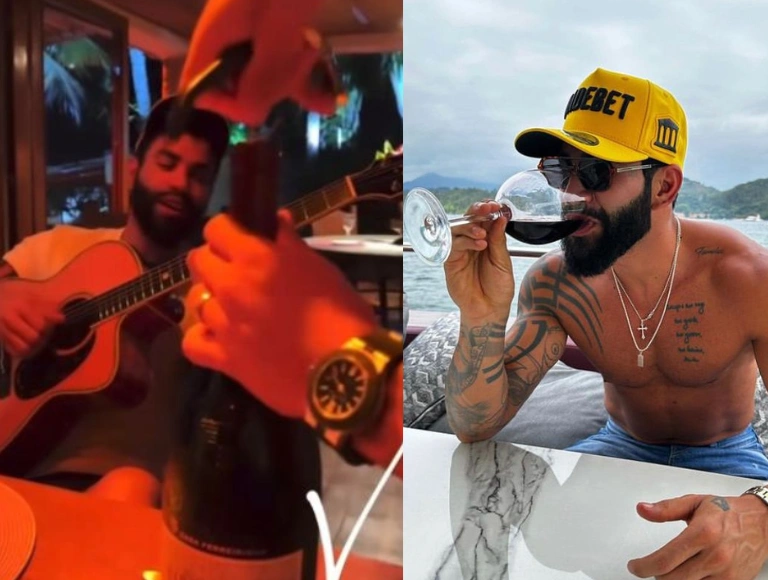 Gusttavo Lima e Thiago Brava tomam vinho caríssimo. Saiba valor!