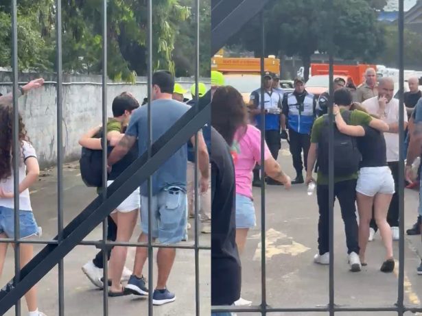 Familiares e amigos das vítimas choram em local de queda de helicópteros, no Rio de Janeiro