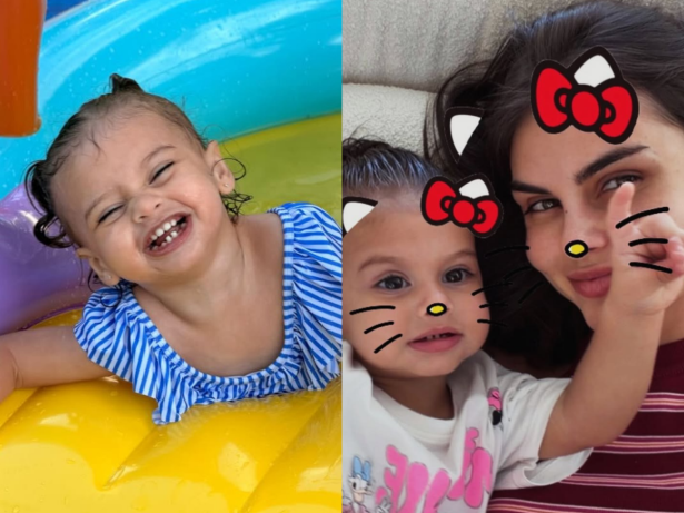 Helena, filha de Neymar com Amanda Kimberlly, curte dia de piscina com a mãe