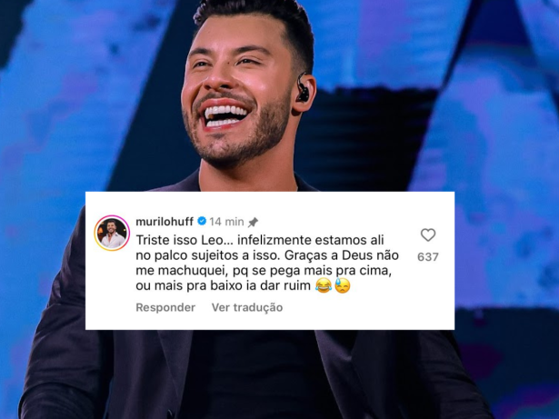 Murilo Huff reage a “garrafada” em show: “Se pega mais pra baixo ia dar ruim”