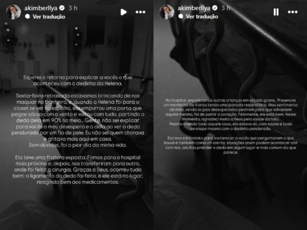 Amanda Kimberlly conta detalhes de como Helena, filha com Neymar, sofreu fratura exposta