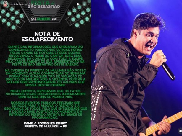 Prefeita cancela show após denúncia e imagens de cantor paraibano agredindo a esposa