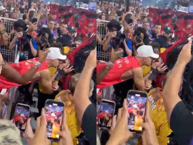 Lexa beija marido durante desfile como madrinha da Dragões da Real