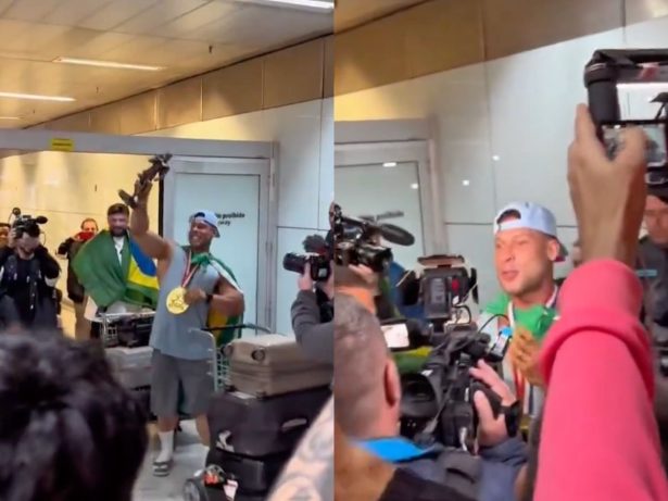 Ramon Dino é recebido com festa em São Paulo após conquistar o Mr. Olympia