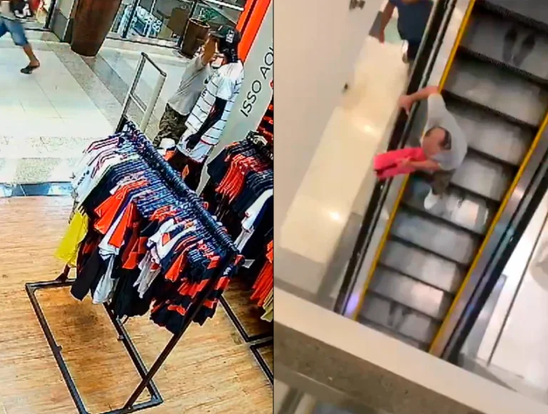 Homem rouba loja do Flamengo, falha em fuga e passa vergonha em shopping