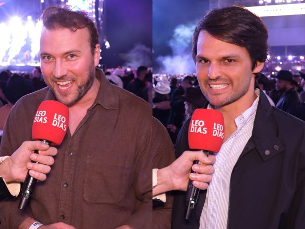 Leo Dias celebra o sucesso do Farraial com Luiz e Juliano, responsáveis pelo camarote