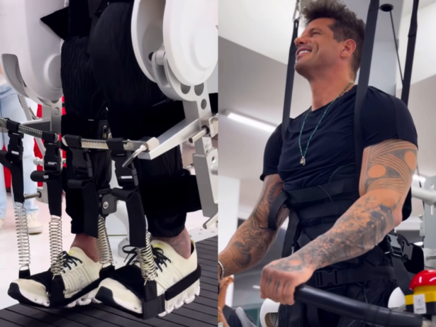 Paraplégico desde 2009, Fernando Fernandes caminha com ajuda de equipamento