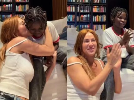 Gio Ewbank posta reação de família ao assistir filho, Bless, em novela pela 1ª vez
