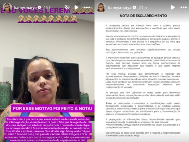 Kamylinha cobra que fãs leiam nota jurídica sobre ataques na internet: “É só ler!”
