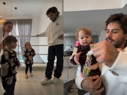 Zé Felipe reencontra os filhos após viagem deles com Virginia para conhecer Vini Jr.