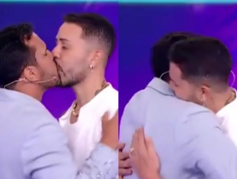 Lucas e Carlinhos se reconciliam e se beijam no Programa Silvio Santos