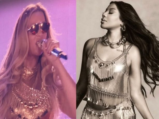 Beyoncé veste mesmo look que Ludmilla em show em Paris com Miley Cyrus
