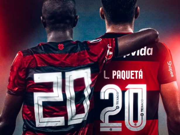 Paquetá volta ao Flamengo, veste a 20 e recebe homenagem de Vini Jr.