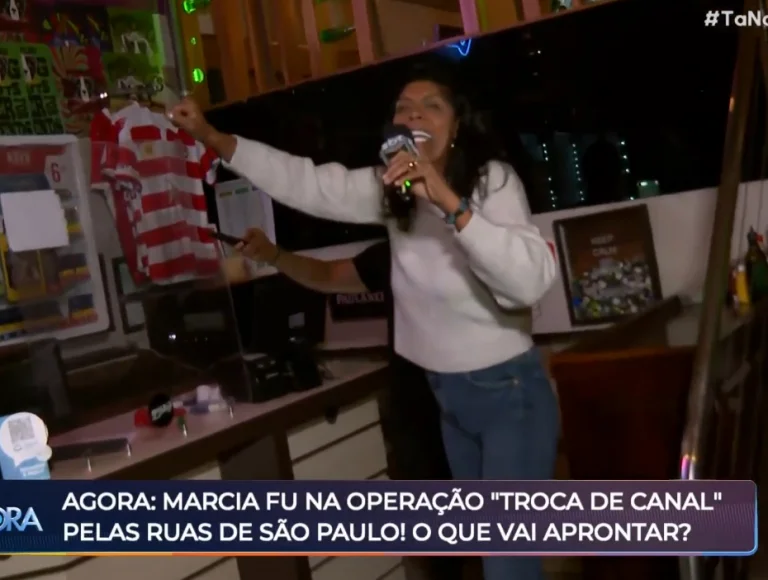 Márcia Fu estreia quadro no SBT, entra em bar e faz garçom mudar de canal