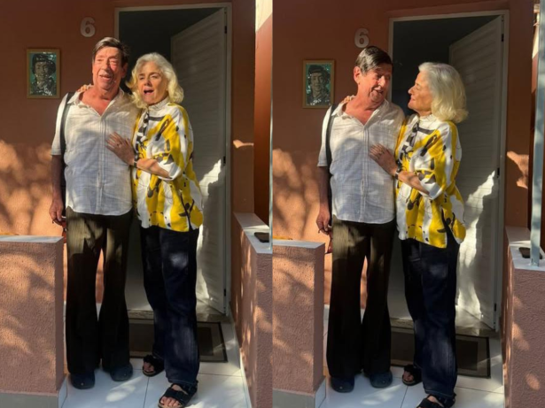 Marieta Severo reencontra Marcos Oliveira em visita ao Retiro dos Artistas, no RJ