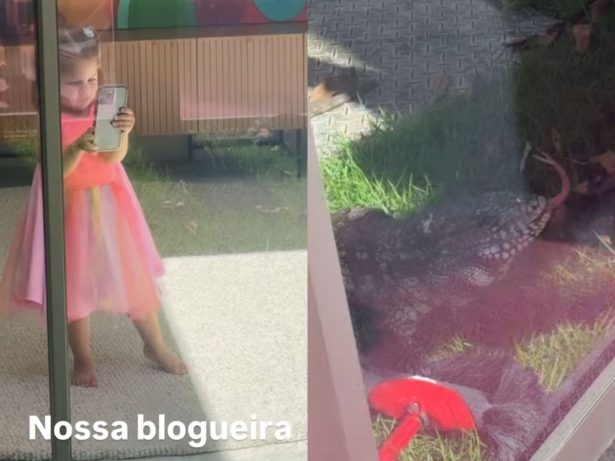 Mini blogueiras: Filhas de Virginia gravam invasão de lagarto na mansão da mãe