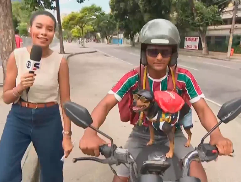 Mel Rodrigues, a cachorrinha “motogirl” do Fluminense que faz entregas com seu dono