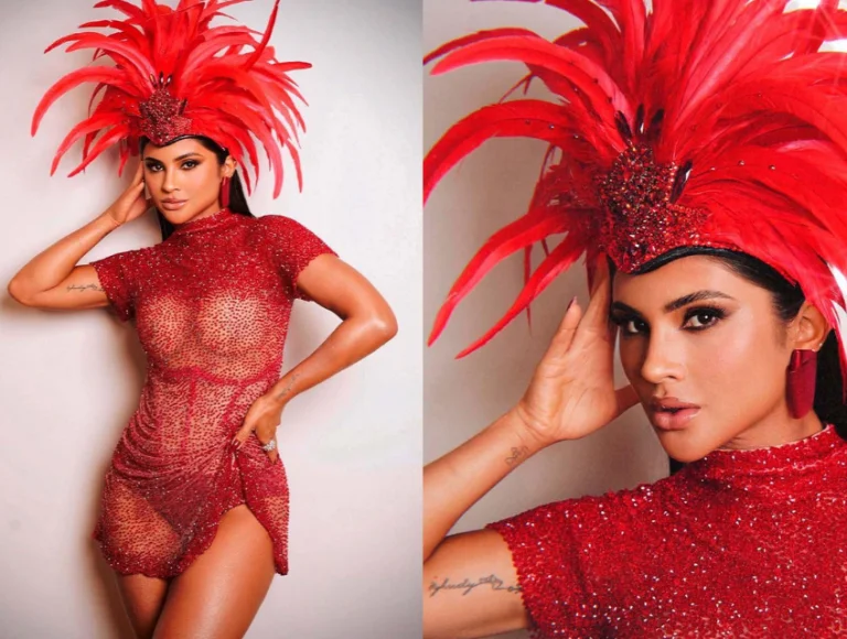 Mileide Mihaile usa figurino de R$ 100 mil em ensaio técnico para o Carnaval