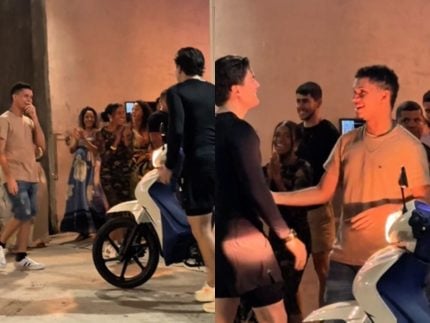 Eric Land presenteia com moto estudante que caminhava 14 km por dia para ir à faculdade