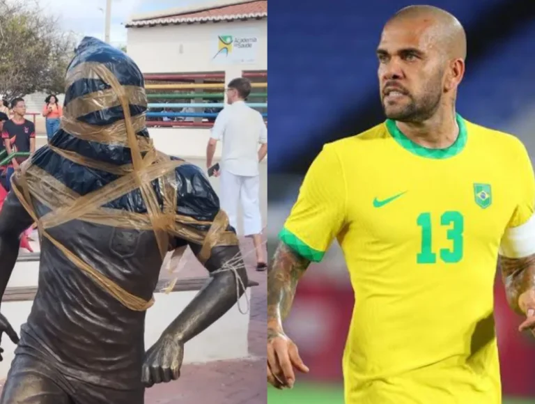O que sobrou: moradores de Juazeiro, na Bahia, pedem retirada de estátua de Dani Alves