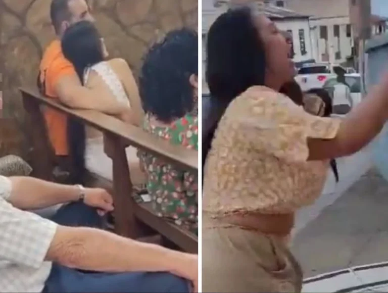 Mulher flagra marido com a amante assistindo à missa na igreja