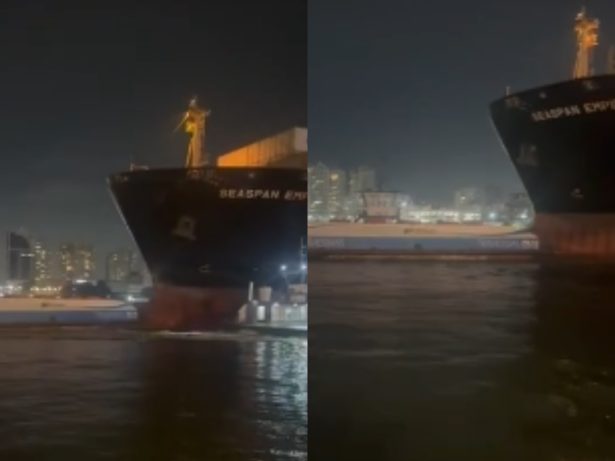 Navio colide com balsas em Santos e tripulantes pulam no mar