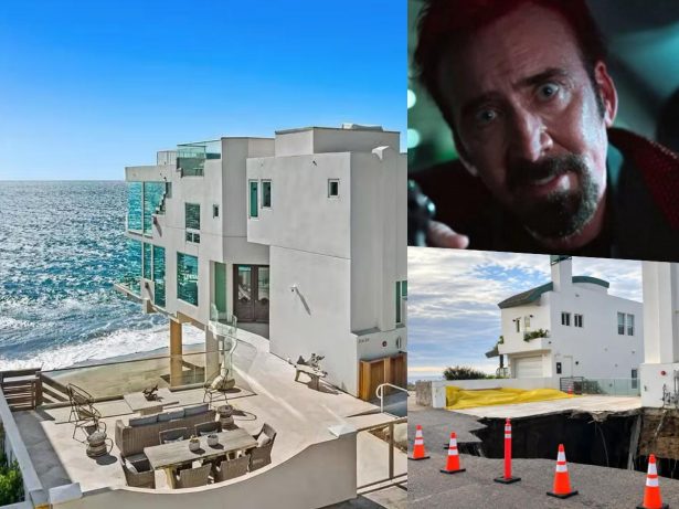 Mansão de Nicolas Cage é afetada após cratera gigante se abrir em Malibu; veja fotos