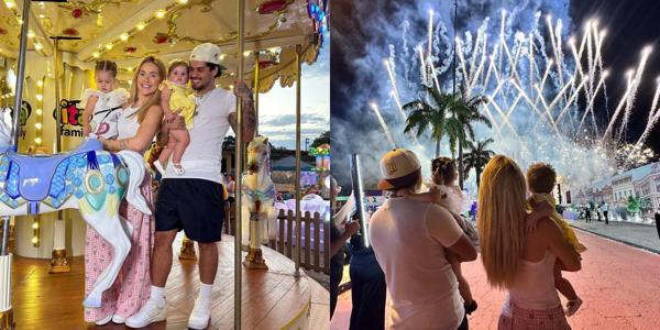 Virginia e Zé Felipe comemoram mesversário de Flor em parque temático