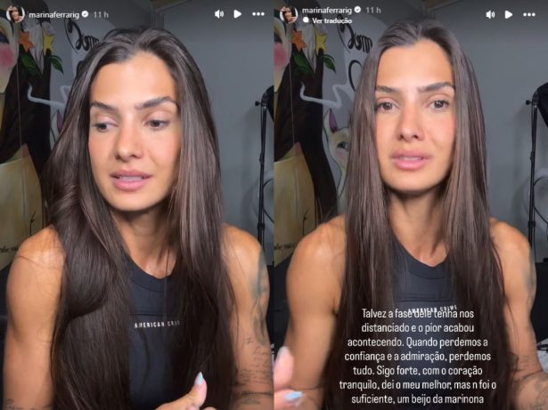 Marina Ferrari anuncia fim do namoro aos prantos com empresário: “Me decepcionou”