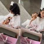Filha de Ticiane Pinheiro e César Tralli ganha bebê reborn e se emociona