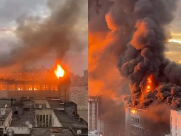 Incêndio de grandes proporções atinge colégio centenário em Santa Maria, no RS