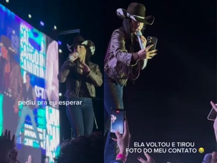 Ana Castela nota maquiador na plateia durante show e pega o contato: “Me mostra seu nome”