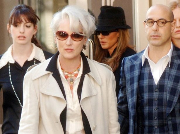 Imagens de Meryl Streep caracterizada como Miranda Priestly rodam o mundo