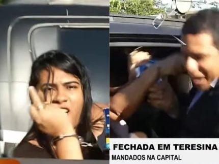 Grávida presa xinga e agride repórter durante cobertura de operação anti-tráfico