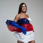 Isabelle Nogueira veste as cores da bandeira do Amazonas para o Festival da Cunhã
