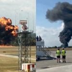 Avião de pequeno porte cai e pega fogo no Aeroporto de Londres