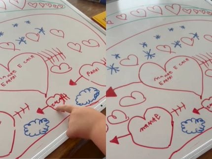 Tatá Werneck se emociona ao mostrar filha escrevendo sozinha numa lousa