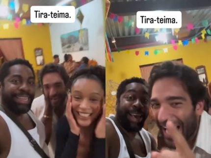 Lázaro Ramos e Humberto Carrão brincam e comparam o tamanho das cabeças: “Não junta, não”