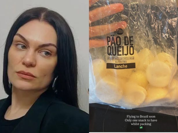 A caminho do Brasil, Jessie J posa com pães de queijo: “Único lanchinho possível”