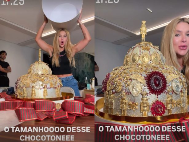 R$ 5 mil em chocolate: Virginia Fonseca ganha chocotone de luxo e vai ao delírio