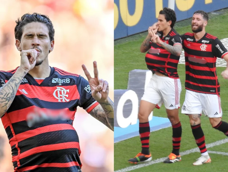 Pedro, jogador do Flamengo, anuncia durante jogo que será pai de gêmeos