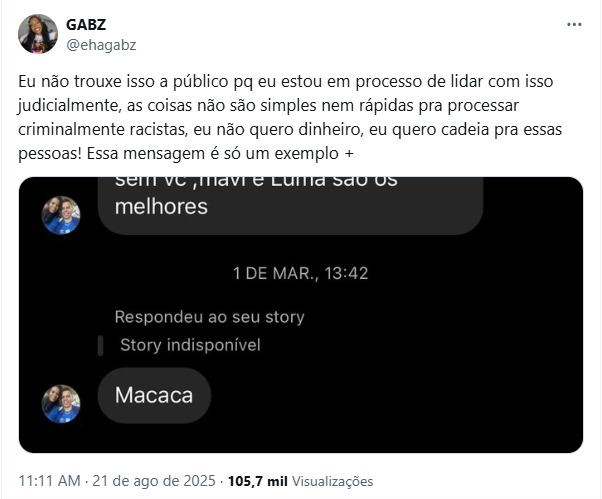 Reprodução/Twitter/@ehagabz Reprodução/Twitter/@ehagabz