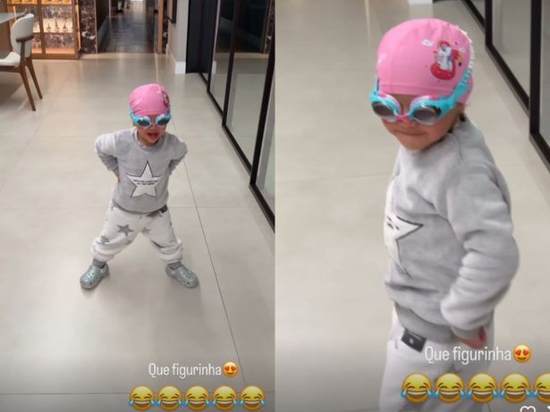 Pequena sereia: Mavie encanta exibindo acessórios de natação