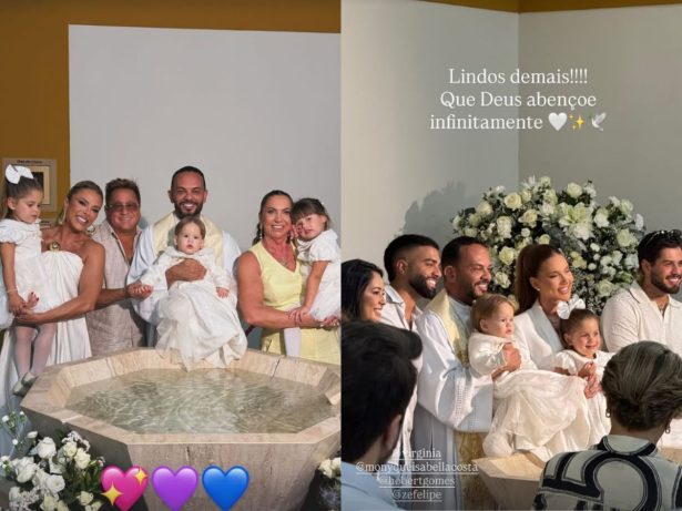 Virginia e Zé Felipe batizam José Leonardo antes de sua festa de 1 ano