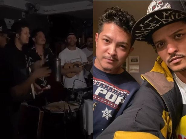 Simplicidade e alegria! Irmão de Bruno Mars curte samba em bar sem energia elétrica