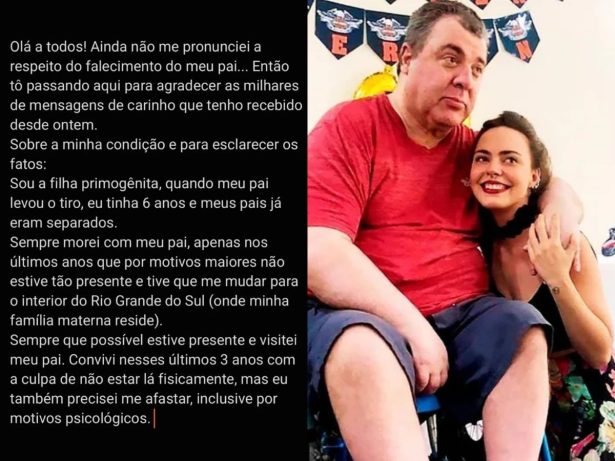 Filha de Gerson Brenner vai de ônibus ao velório do pai e desabafa: “Respeitem a minha escolha”