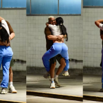 Belo troca carinhos com a namorada, Rayane Figliuzzi, em aeroporto do Rio