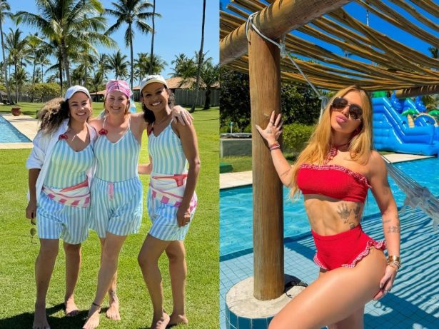 Babás dos filhos de Virginia dançam em Trancoso com looks combinando