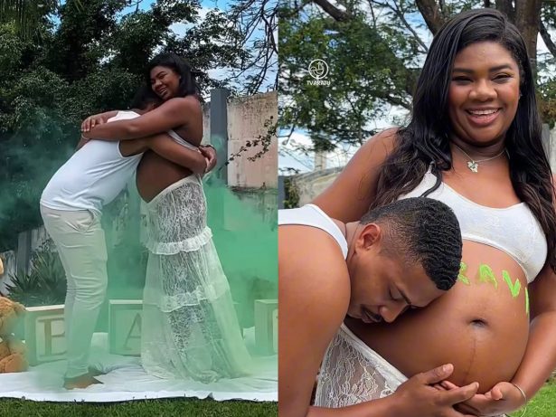 Raquel, irmã de Davi Brito, faz chá revelação do sexo do primeiro bebê